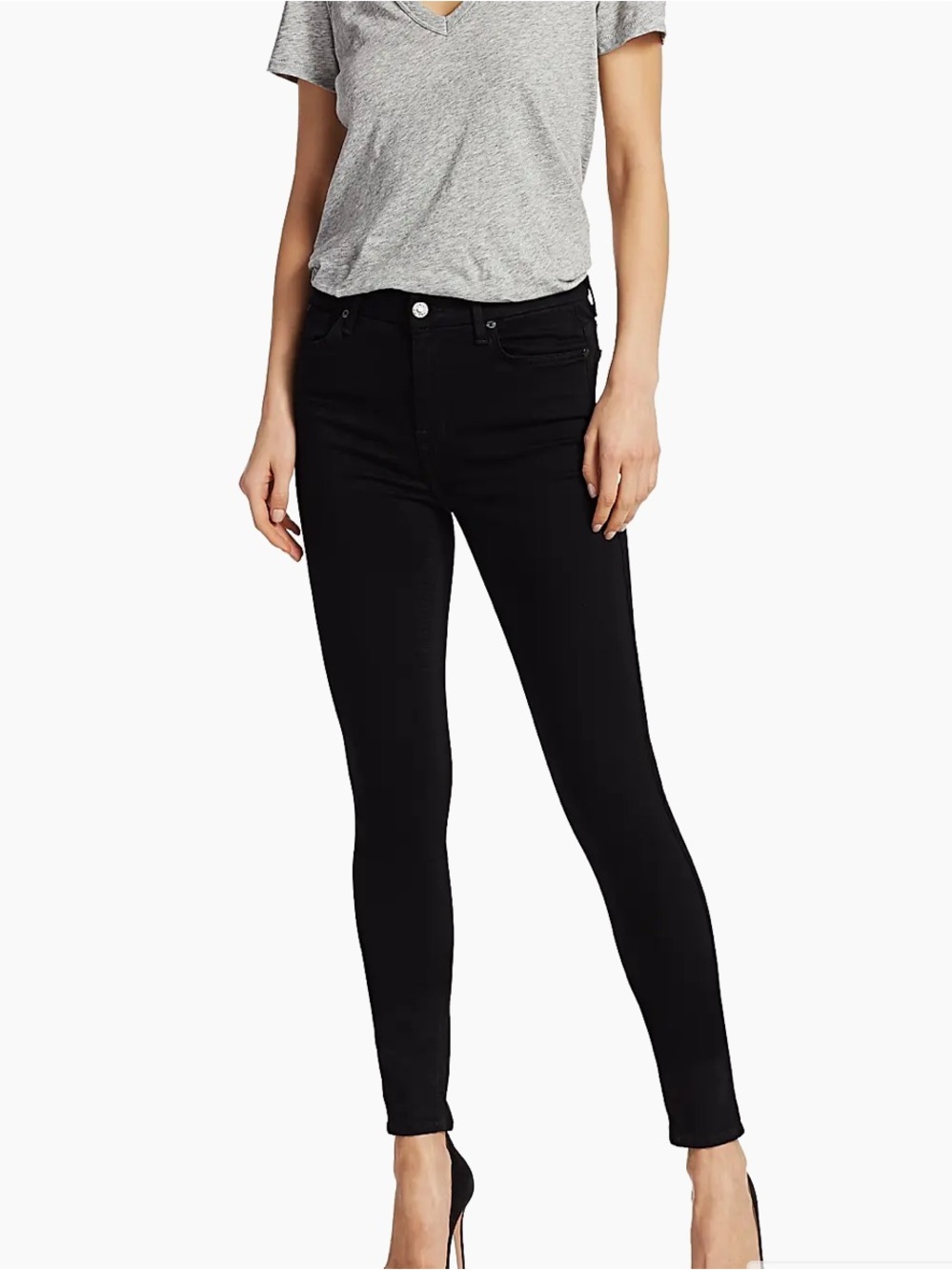 7 For All Mankind Slim Illusion Super Skinny Black Jeans 24 NWT $218